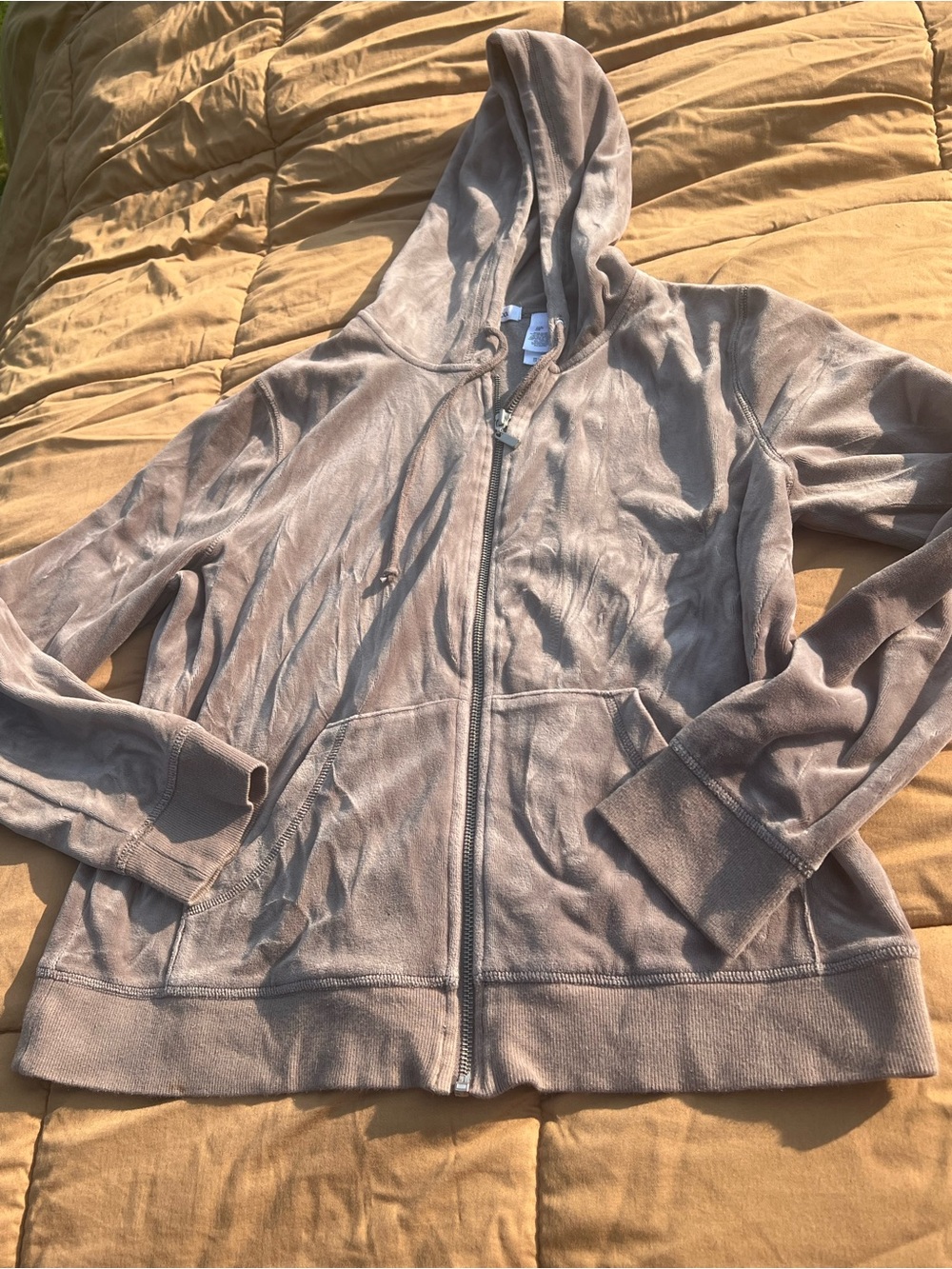 liz & co Zip Hoodie & Matching Pants Neutral Taupe Comfy Loungewear Size Large - Picture 6 of 6
